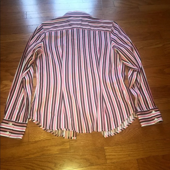 Pink stripe button down collar dress shirt L - Picture 5 of 8